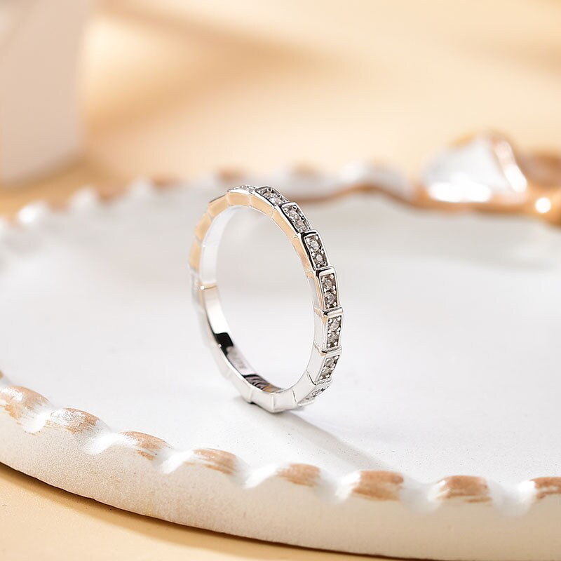 Moissanit-Verlobungsring 925 Sterlingsilber | Halber Eternity-Ring mit feinstem Weiß | Farbe D VVS