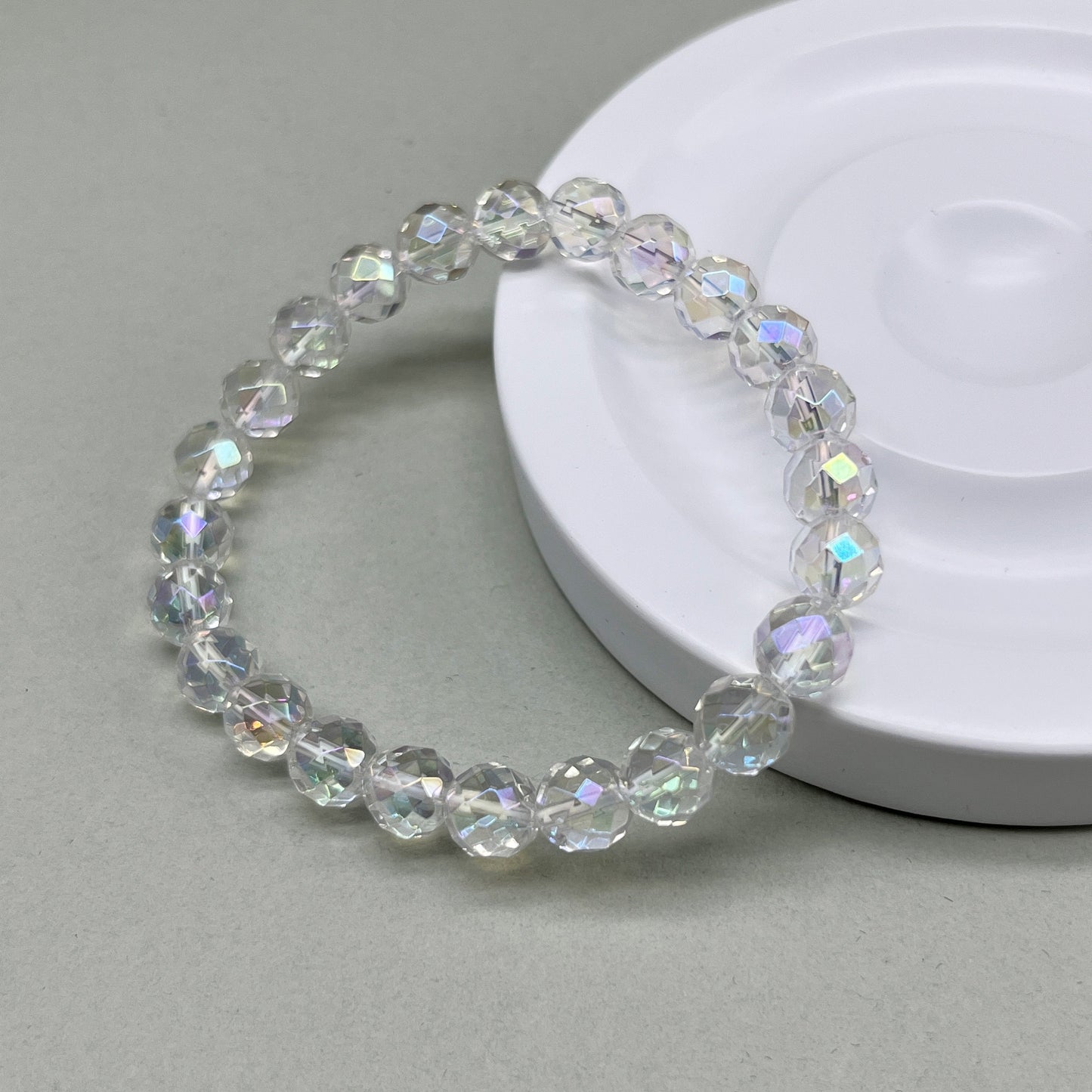 7.5mm Natural Clear Crystal Quartz Faceted Round beads Fine Cut Loose Beads DIY Jewelry Making Design for Bracelet