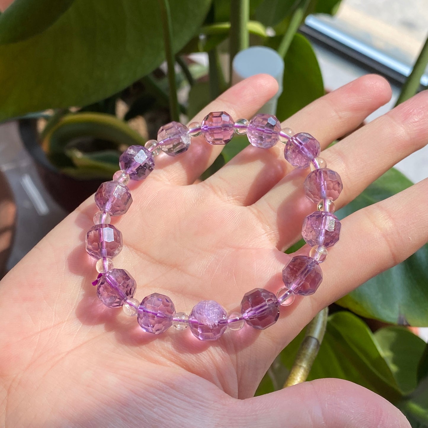 10 mm natürlicher Amethyst, fein geschliffen, facettierte runde Perlen, Energie-Edelstein, lose Perlen, DIY-Schmuckherstellung, Design für Armband