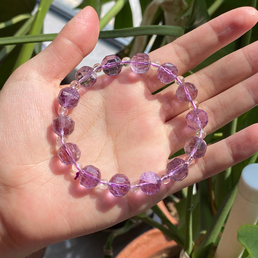 10mm Natural Amethyst Fine Cut Faceted Round beads