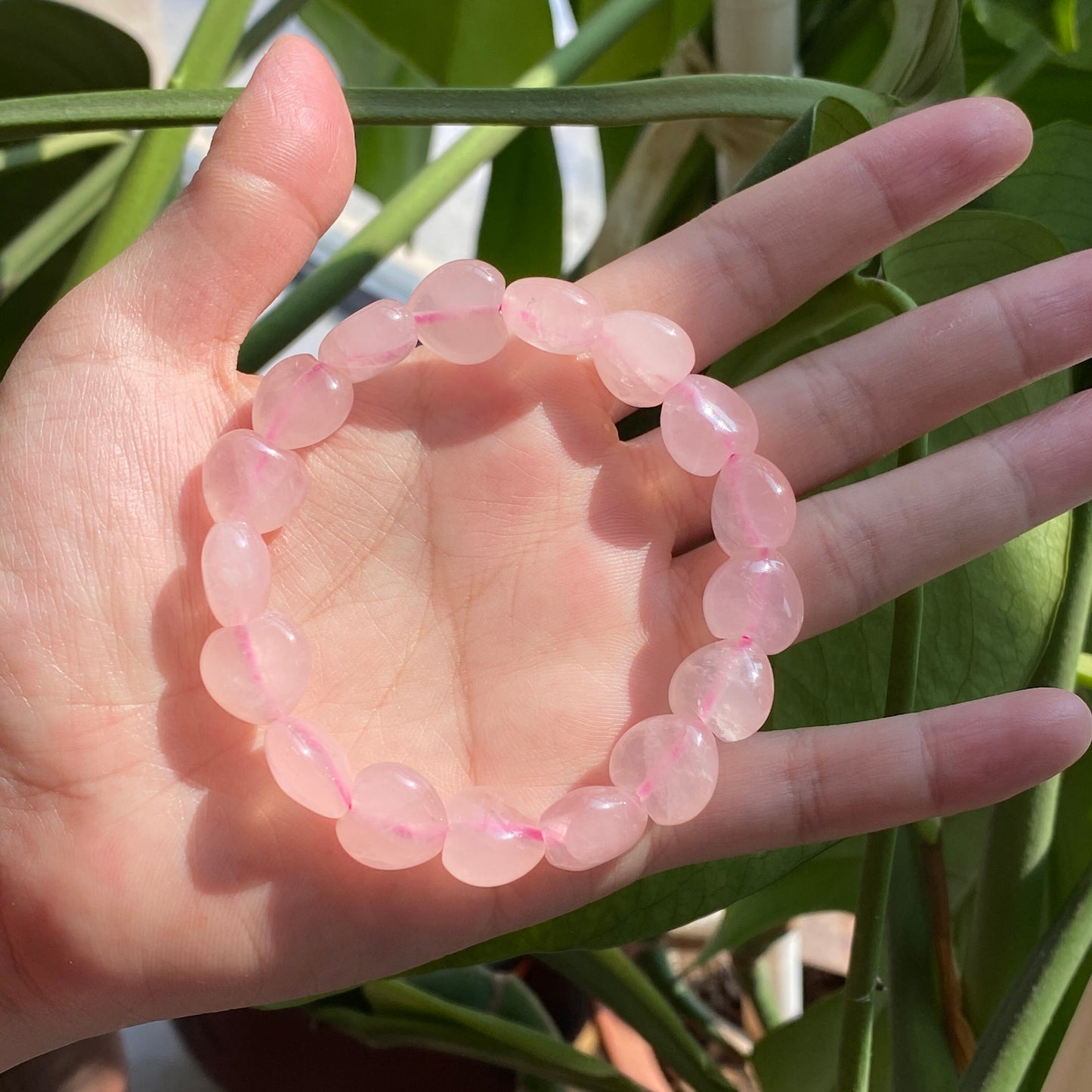 12×7 mm Heart rose quartz bracelet