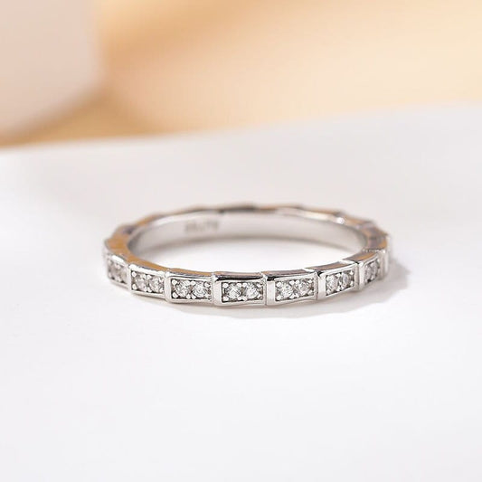 Moissanit-Verlobungsring 925 Sterlingsilber | Halber Eternity-Ring mit feinstem Weiß | Farbe D VVS