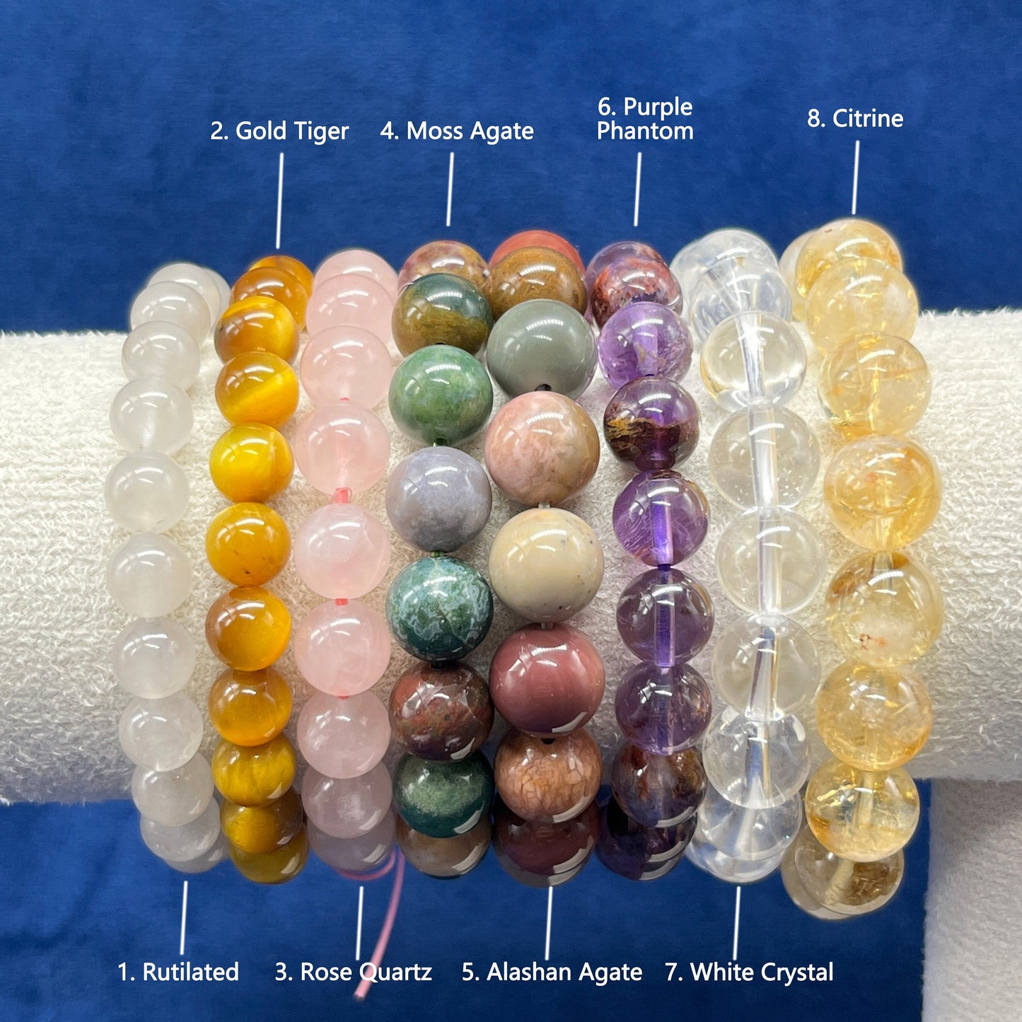 8mm/10mm DIY Handmade Natural Crystal Round Gemstone Bracelet, Stretchy Bracelet, Citrine, Rose/Crystal Quartz, Agate, Jade, For Gift