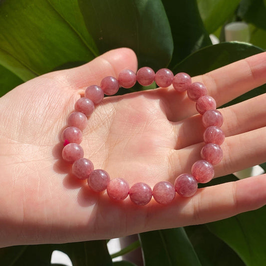 8mm/10mm Cherry Strawberry Quartz Bracelet 6mm Beads Lab Stretchable Elastic Bracelet Cherry Quartz Crystal Gemstone