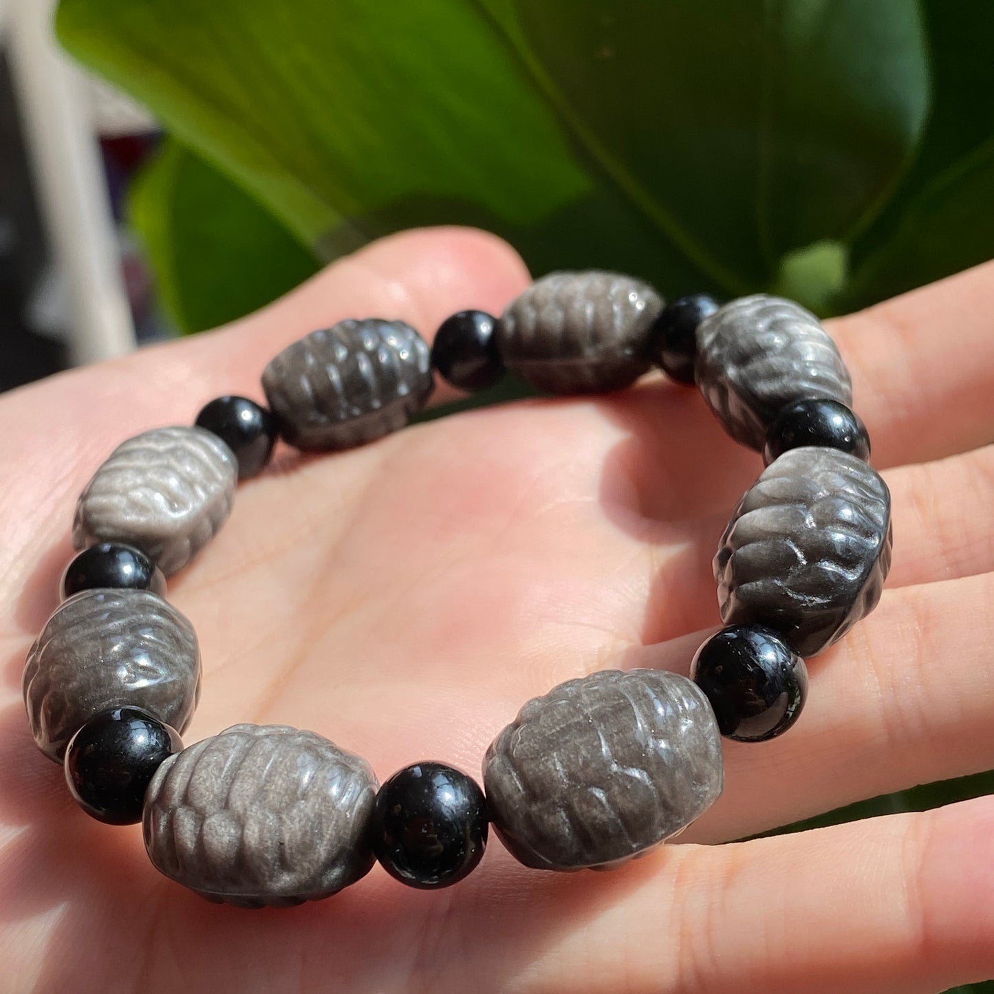 16x11mm Natural Turtle Silver Obsidian