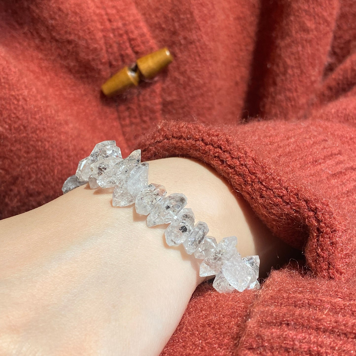 Herkimer Diamond Genuine Bracelet, Loose Beads DIY Jewelry Making Design for Bracelet, Approx 12x6mm