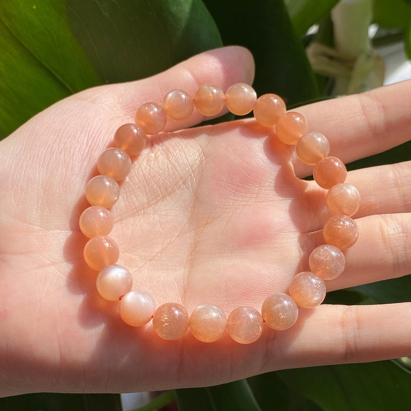 8mm/10mm Natural Sunstone Bracelet Round Beads Energy Gemstone Bracelet for Jewelry Making Fashion Design