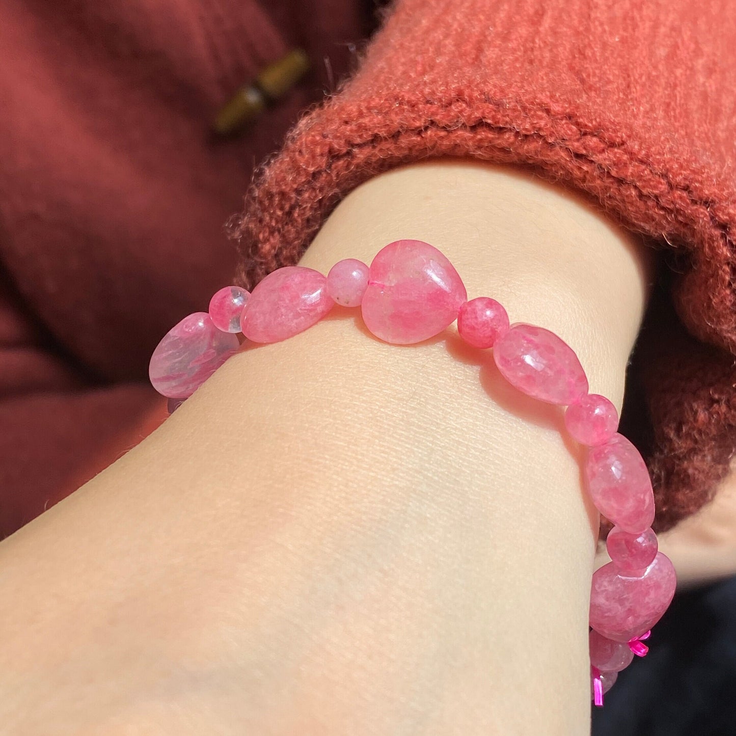 11.5×6.5 mm Sakura Rain Rhodonite Heart Bracelet