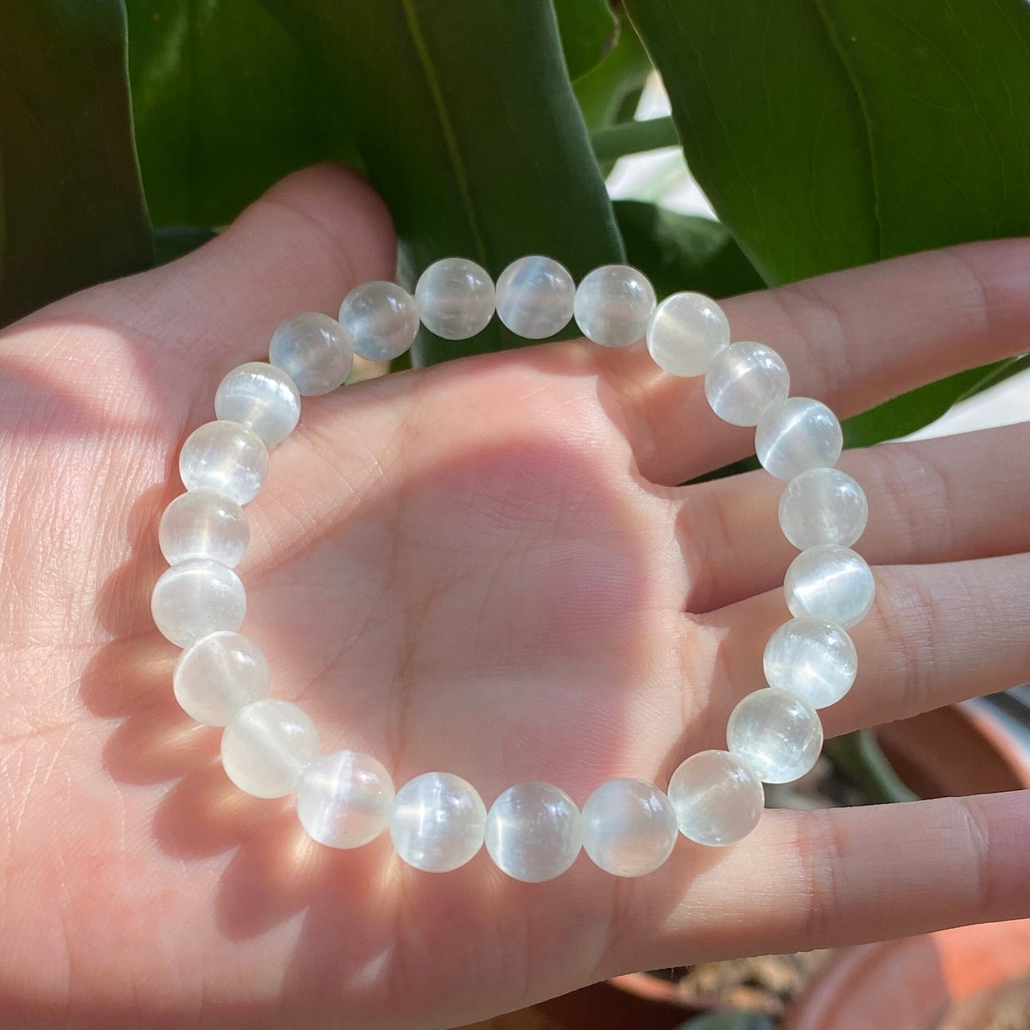 8mm/10mm Natural Green Selenite smooth round Stretchable Bracelet.Healing Bracelet, Natural Crystal Gemstone Bracelets