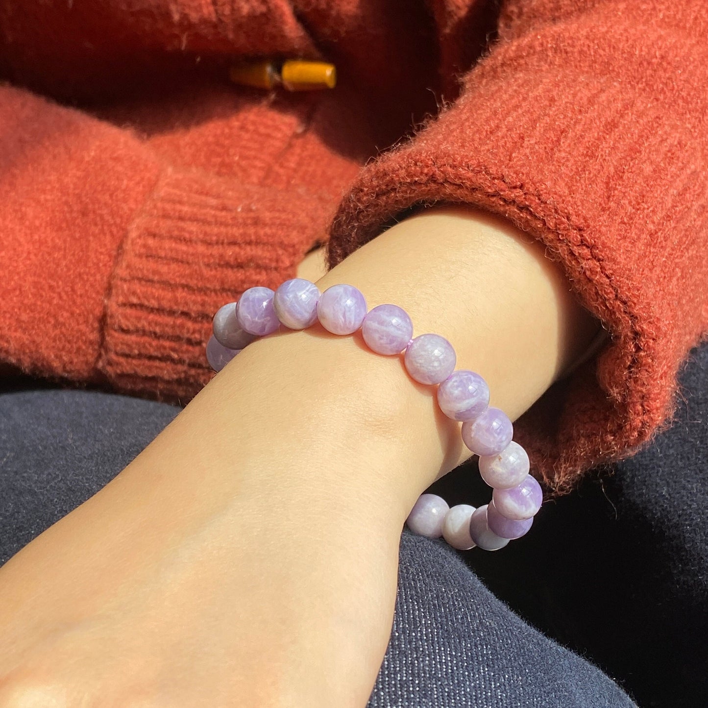 8mm/ 10mm Quality Cream Amethyst Natural Stone Bracelet, Round beads Energy Gemstone Loose Beads DIY Jewelry Making Design for Bracelet