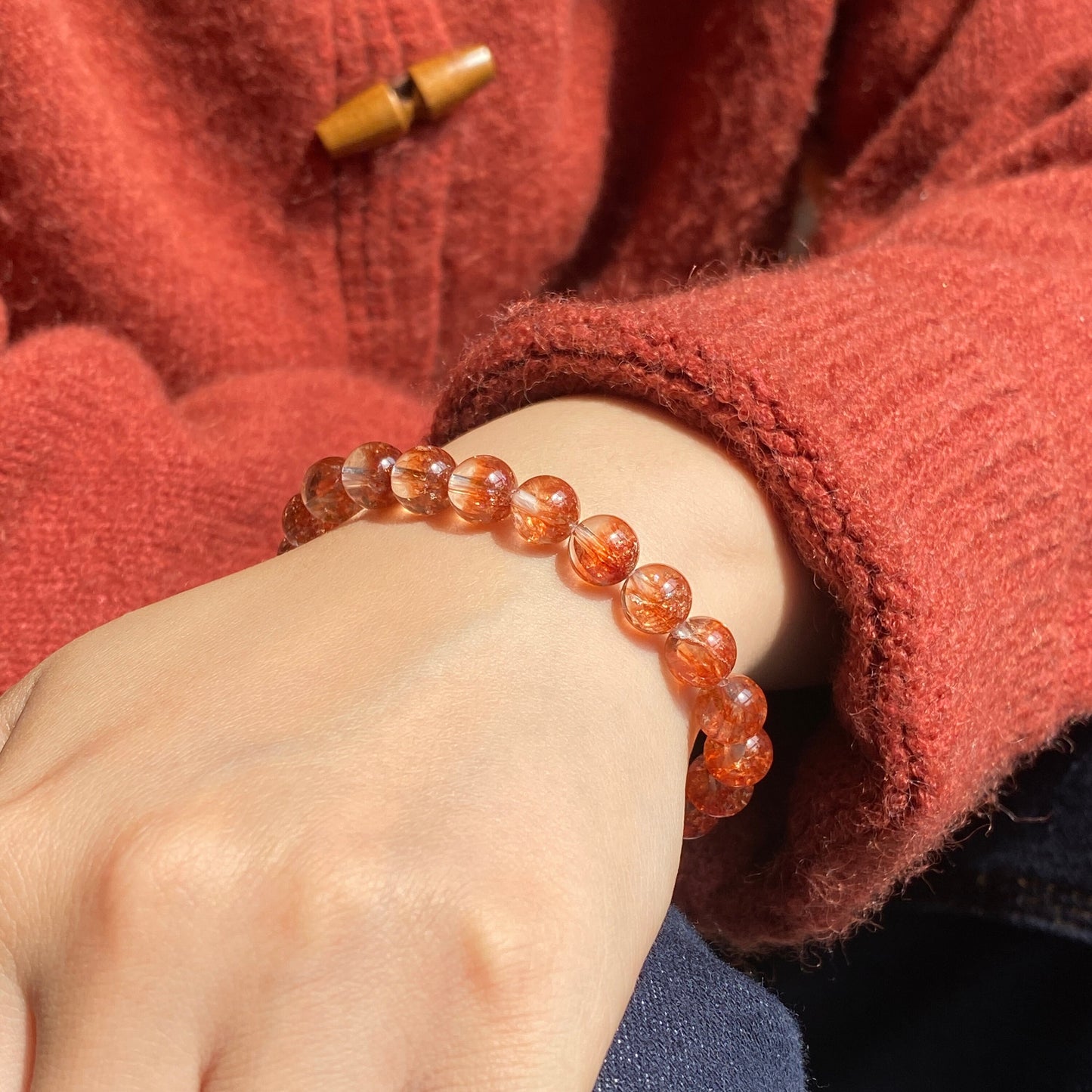 8mm/10mm Natural Orange Currant Bracelet , Crystal Bracelet, Mens Bracelets , Womens Bracelets, Orange Currant Jewelry, Beads