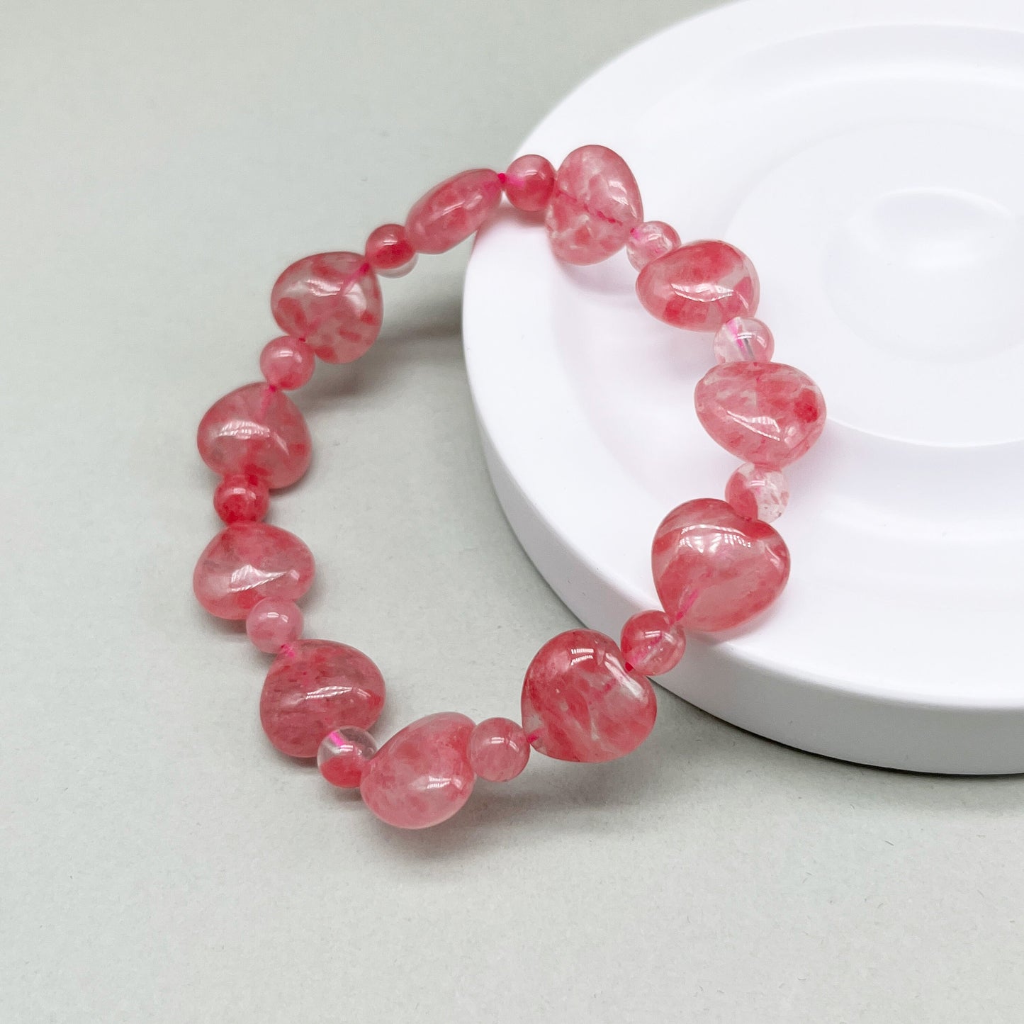 11.5×6.5 mm Sakura Rain Rhodonite Heart Bracelet