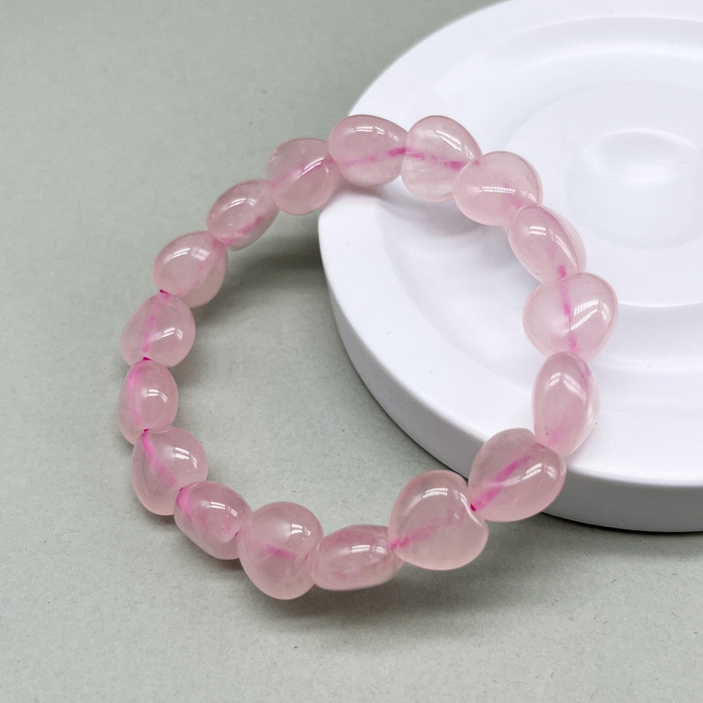 12×7 mm Heart rose quartz bracelet