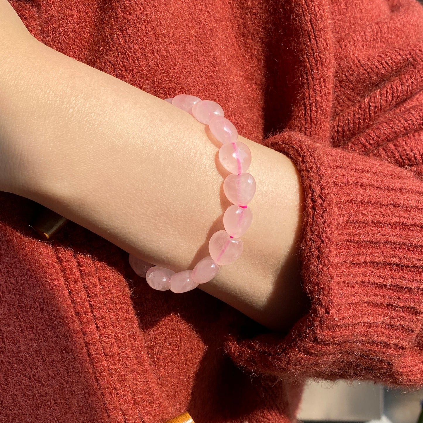 12×7 mm Heart rose quartz bracelet