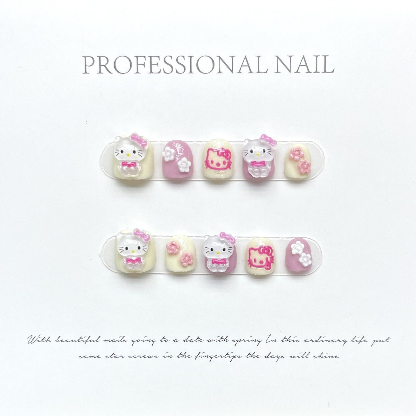 Kids Series | Hello Kitty Cat Gel Nails | Press on Nails | Handmade Natural Nails |Jelly Nail Polish | Nails Gifts for Kid