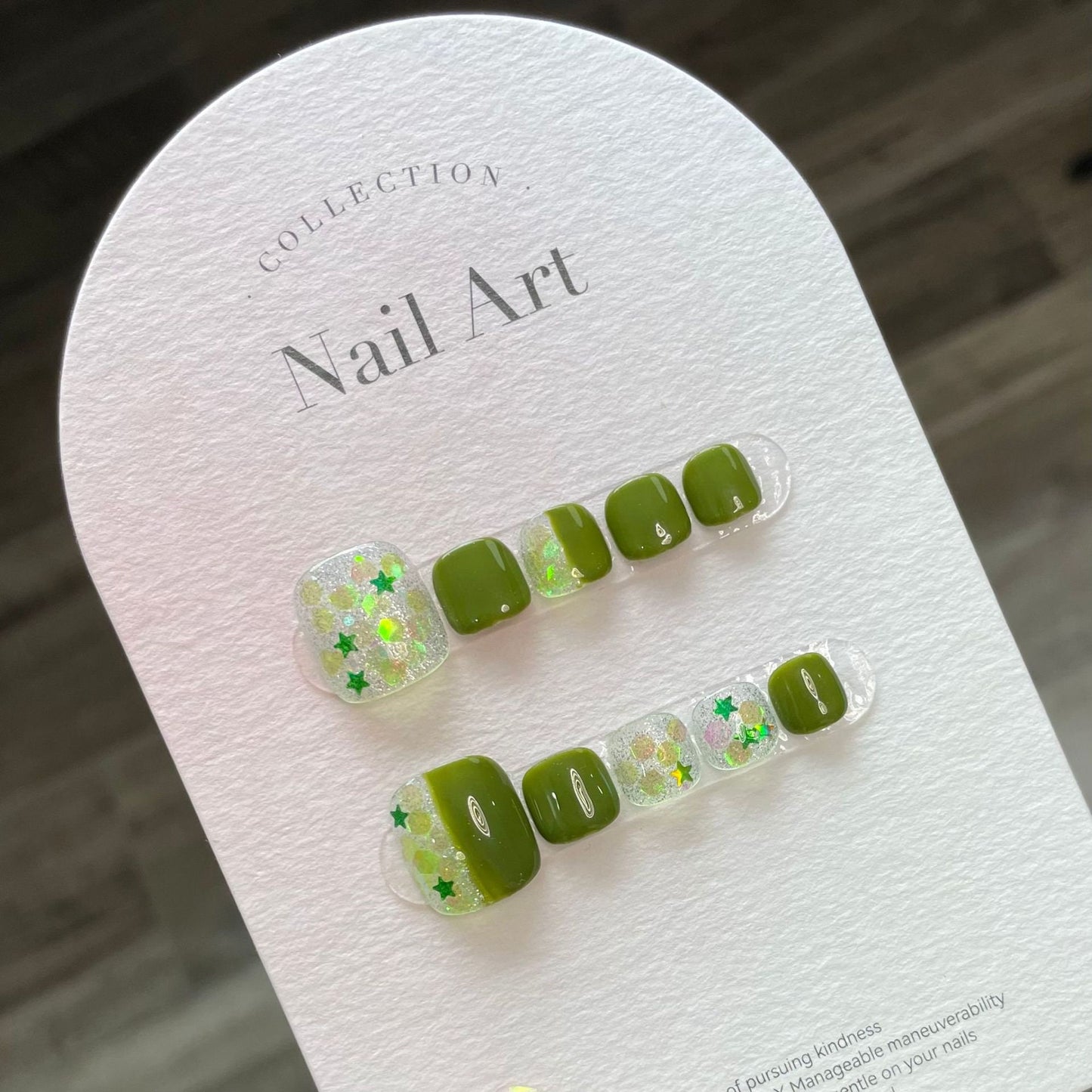 Handmade Green Toenail | Press on Foot Nails | Handmade Natural Nails |New Nail Trend | Jelly Nail Polish | Nails For Summer/Holiday