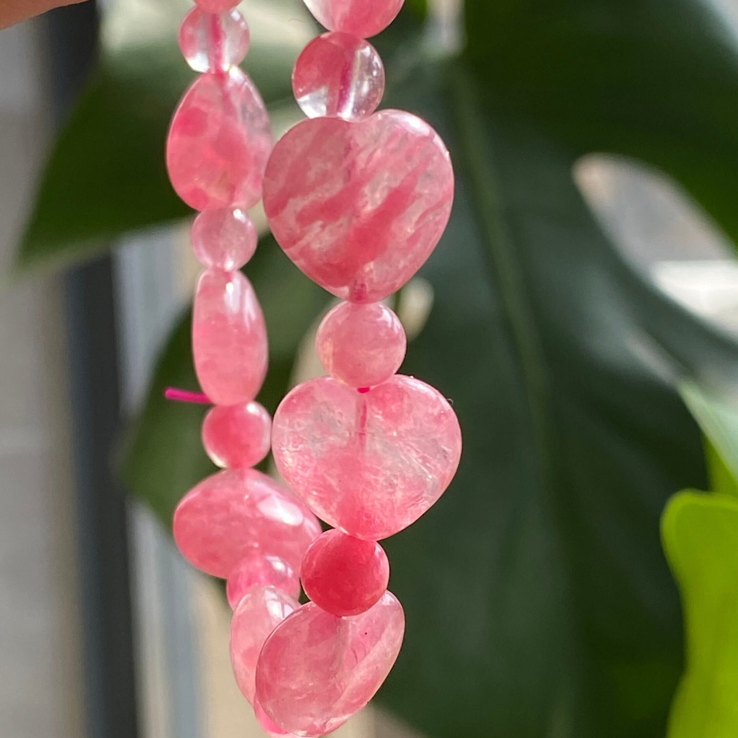 11.5×6.5 mm Sakura Rain Rhodonite Heart Bracelet