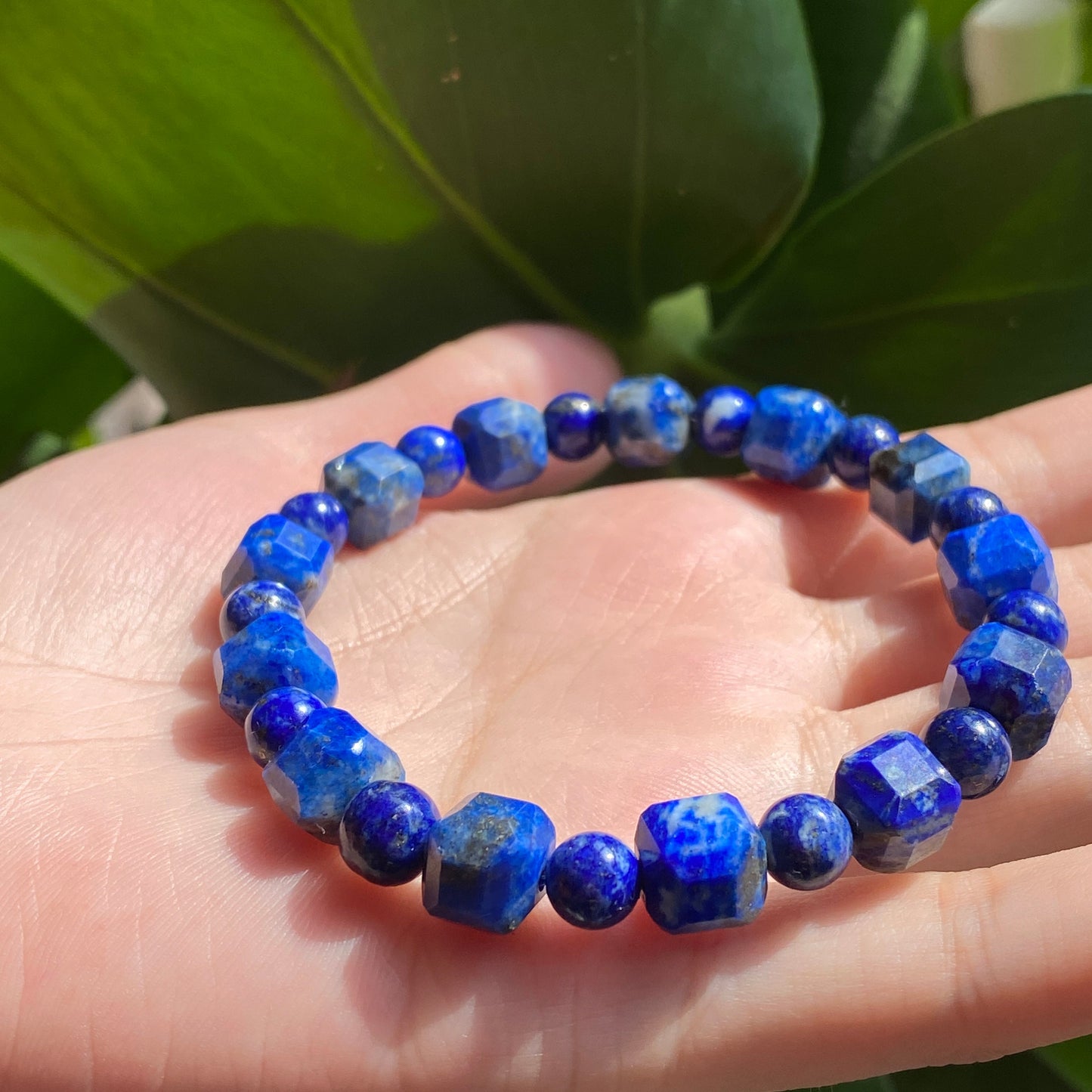 8mm Natural Lapis Lazuli Bracelet, Cube Lapis Bracelet, Crystal Bracelet, Mens Bracelets, Womens Bracelets, Lapis Lazuli Jewelry