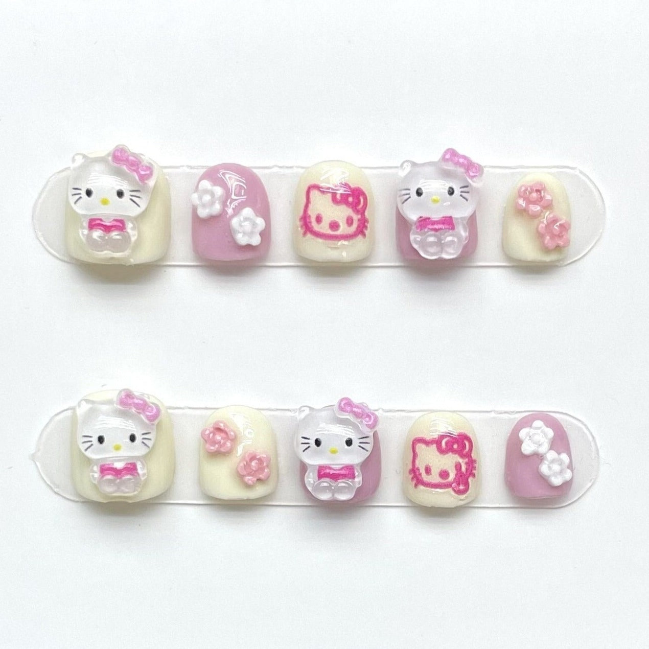 Kids Series | Hello Kitty Cat Gel Nails | Press on Nails | Handmade Natural Nails |Jelly Nail Polish | Nails Gifts for Kid