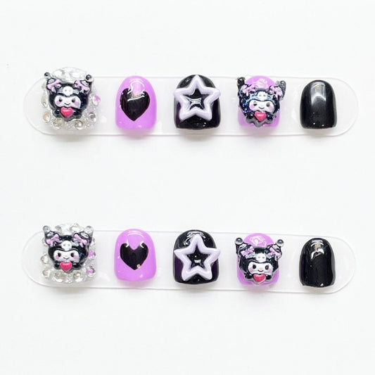 Kids Series | Cute Cartoon Kurumi Gel Nails | Press on Nails | Handmade Nails | Jelly Nail Polish | Long Medium Short Nails Gifts