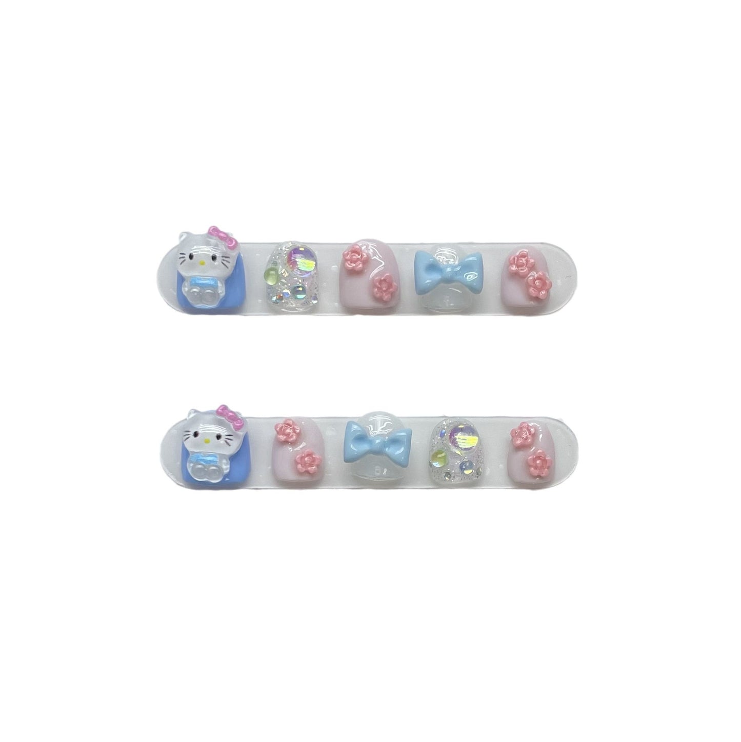 Kids Series | Hello Kitty Cat Gel Nails |Press on Nails | Handmade Natural Nails |Jelly Nail  | Long Medium Short Nails Gifts for Kid