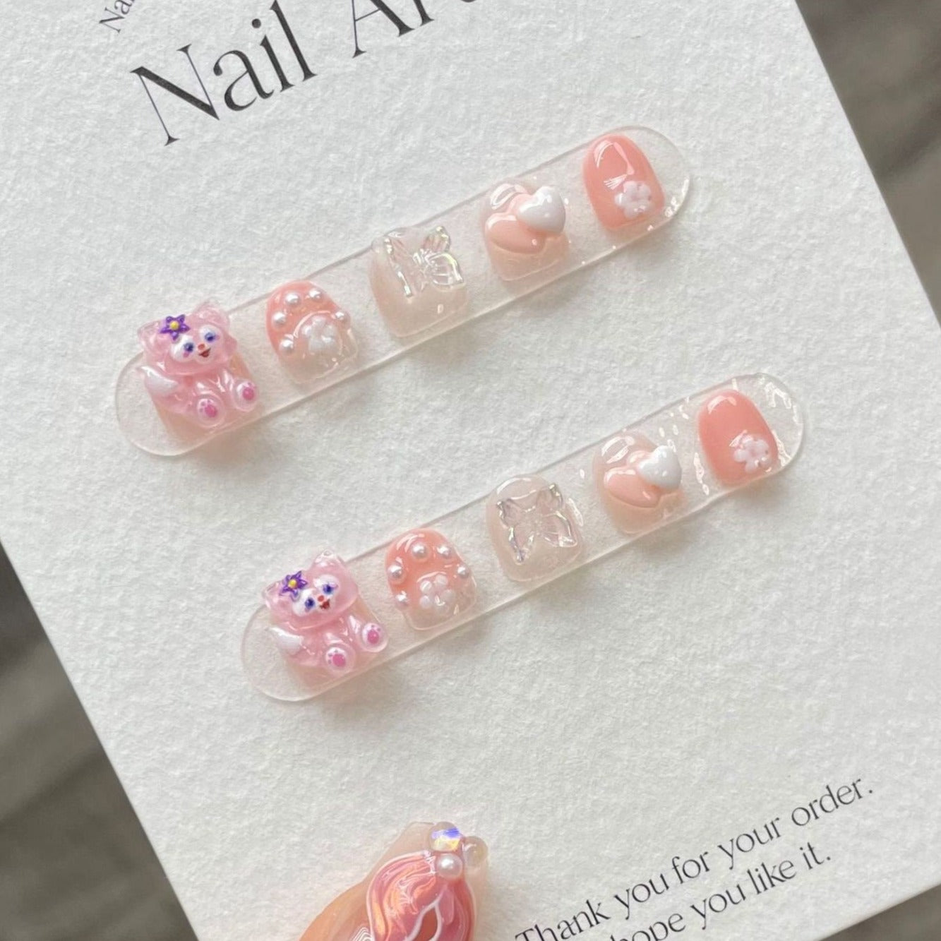 Kids Series | Lina Belle Cut Gel Nails | Press on Nails | Handmade Natural Nails |Jelly Nail  | Long Medium Short Nails Gifts for Kid