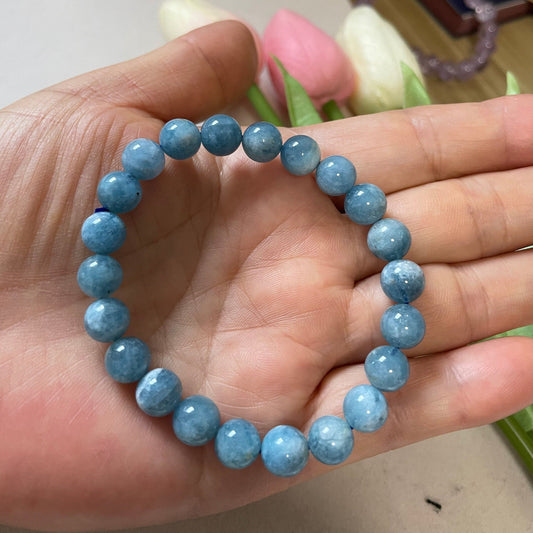 8mm Aquamarine | Natural Crystal Bracelet | Natural Stone Bead Bracelet | Stretchy Bracelet | Healing Crystal Bracelet | Gift for Her