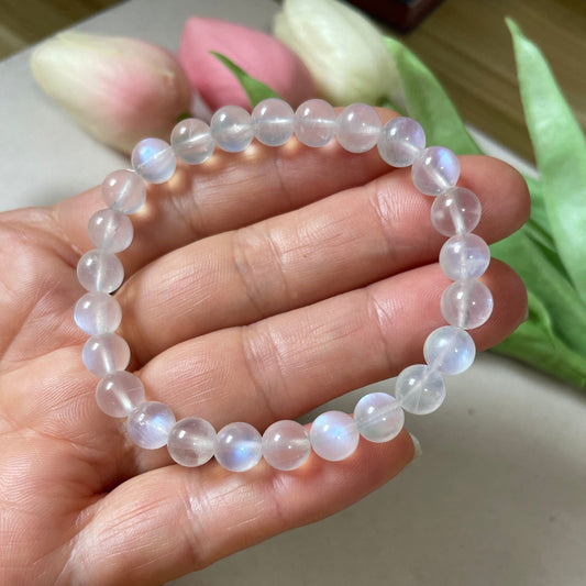 Genuine Blue Moonstone Crystal 7mm, 10mm  Natural Crystal Bracelet | Natural Stone Bead Bracelet | Healing Crystal Bracelet