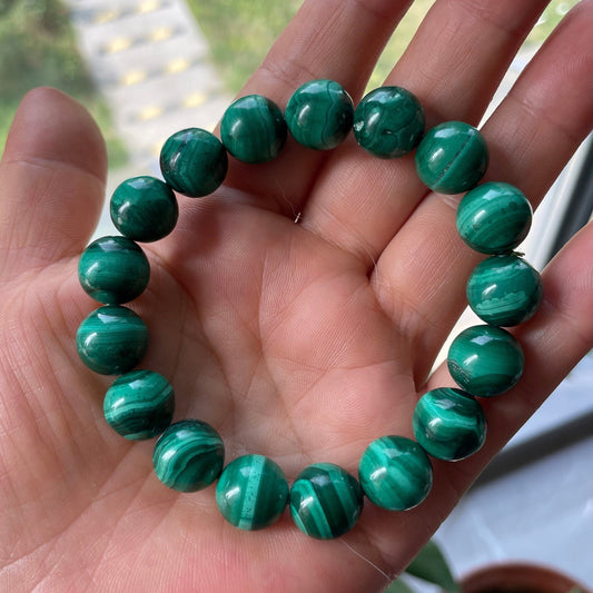 Natural Green Malachite Drum Barrel Bracelet | Beads 11.7mm Gemstone | Natural Gemstone | Healing Stone | Malachite Bracelet